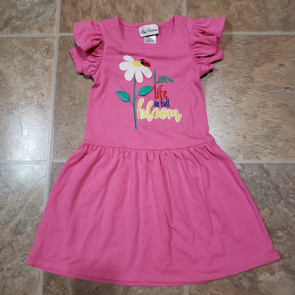 Rare Editions Pink Ruffled Puff Sleeve Casual Dress